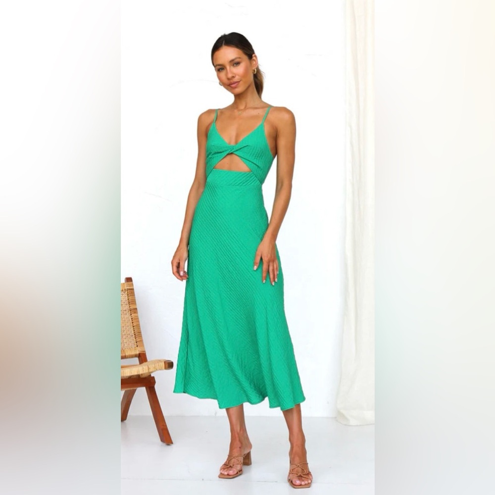 Green Sleeveless Cutout Midi Dress
